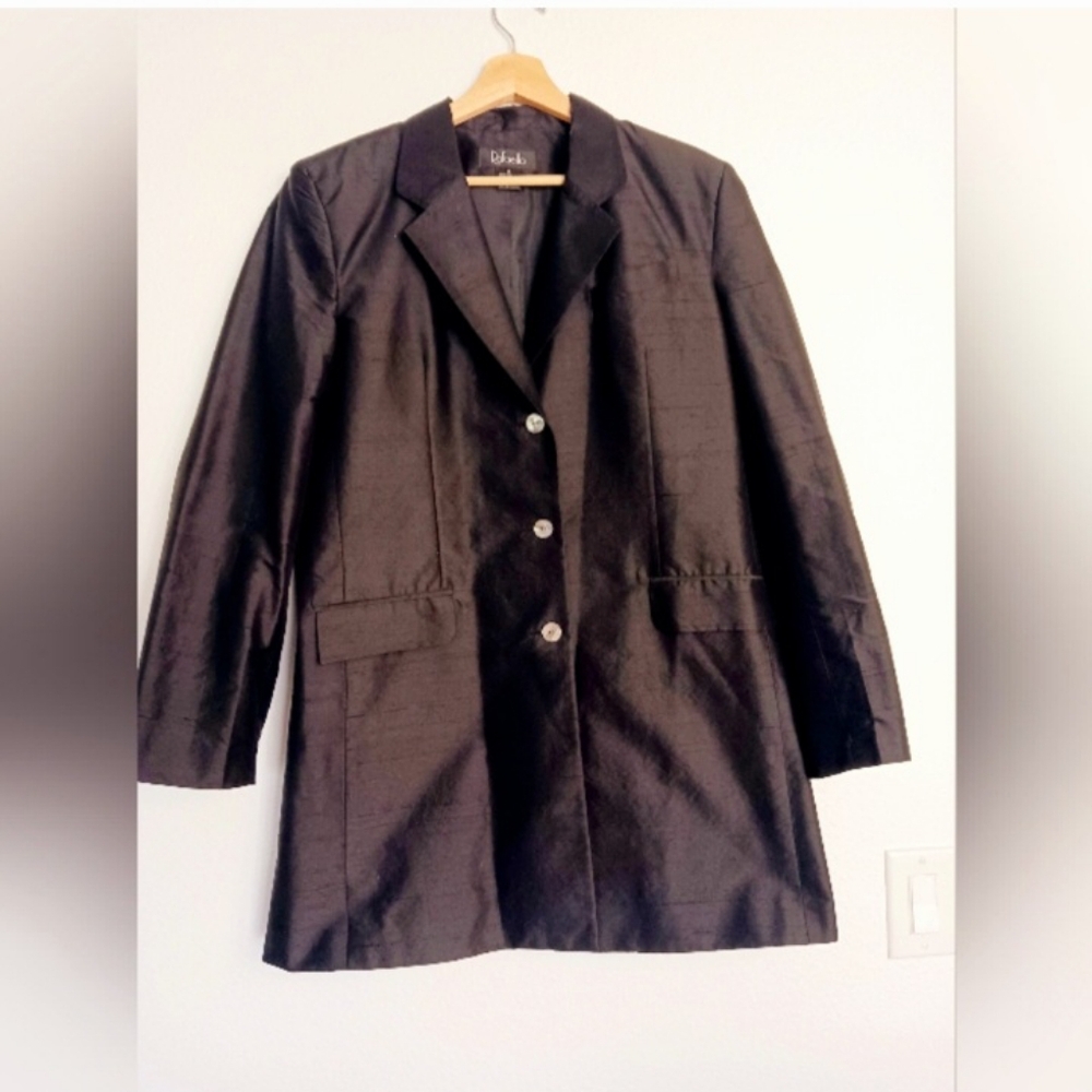 Rafaella black 100% Silk fully lined 3/4 length coat. NWOT. Size 14